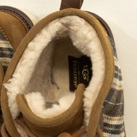 Ugg Pendleton Boot Neumel Brown Leather Plaid Sherpa Hard Sole Chukka Pull On - Picture 3 of 16